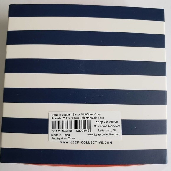 Keep Collective Double Leather Band Charm Bracelet- Mint/Steel Grey - New In Box - Picture 7 of 9